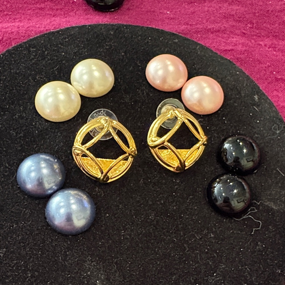 Joan Rivers Gold and Pearl Earring Collection Interchangeable